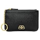 Balenciaga Black and Gold Leather Coin Purse