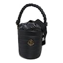 Moncler schwarze Leder 2-Wege Schultertasche