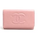 Étui à clés en cuir caviar rose Chanel