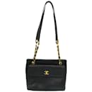 Chanel W Face Chain Shoulder Bag in Caviar Leather