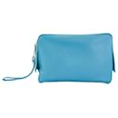 Clutch de couro azul Bottega Veneta