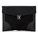 Black Prada Saffiano Trimmed Tessuto Clutch