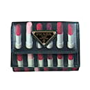 Prada Saffiano Lipstick Pattern Tri-fold Wallet