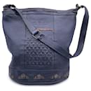 Vintage Blue Leather Bucket Shoulder Bag - Autre Marque