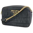 Bolsa de ombro de couro preto Prada