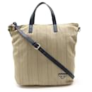 Sac tote Prada en toile beige et cuir