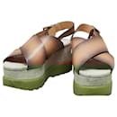 Michael Kors Leather Wedge Sole Becker Sandals 5.5M 40S0BKFA2L in Very Good Condition - Autre Marque