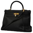 Sac à main Hermes Kelly 35 en cuir Taurillon Clemence noir - Hermès