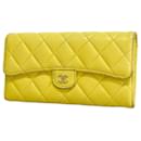 Chanel Long Wallet in Yellow Caviar Leather