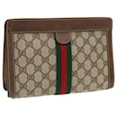 GUCCI GG Supreme Web Sherry Line Pochette en PVC Beige 89 01 001 Auth 83241 - Gucci