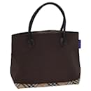 Burberrys Nova Check Blue Label Hand Bag Canvas Brown Auth ti1776 - Autre Marque