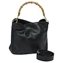 Sac à épaule en cuir GUCCI Bamboo 2way Noir 001 1638 Auth 80839 - Gucci