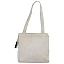 CHANEL COCO Bolsa Tote de Cuero Blanca CC Auth 83380 - Chanel