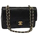 CHANEL Matelassé 23 Sac à Chaîne à Fermeture Tourniquet en Cuir d'Agneau Noir CC Auth yk13530A - Chanel