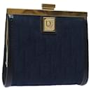 Porte-monnaie Gamaguchi en toile Trotter Christian Dior bleu marine Auth yk13524