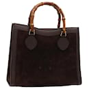 GUCCI Bamboo Hand Bag Suede Outlet Brown 002 1095 0260 Auth 81930 - Gucci