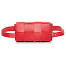 Red Bottega Veneta Calfskin Intrecciato Cassette Belt Bag