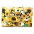 Yellow Dolce & Gabbana Sunflower Printed Leather Wallet on Chain Crossbody Bag