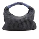 Bottega Veneta Nappa Silk Ponza Devore Fuzzy Maxi Hobo Shoulder bag in Indigo