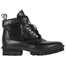 Balenciaga Lace Up Combat Boots in Black Calfskin Leather