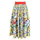 Dolce  & Gabbana Midi Pleated  Majolica Print Skirt in Multicolor in Cotton - Dolce & Gabbana