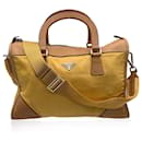 Yellow Nylon and Leather Satchel Bag Handbag with Strap - Prada