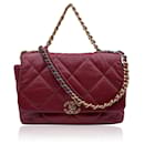 Red Quilted Leather Maxi 19 Flap Shoulder Bag - Chanel