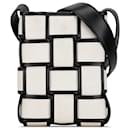 Bottega Veneta White Mini Canvas Cassette Crossbody Bag