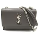 Bolso de hombro de cuero gris con cadena Yves Saint Laurent