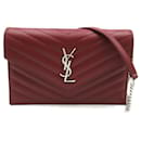 Bolsa de ombro em couro Bordeaux Yves Saint Laurent