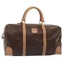 CELINE Macadam Canvas Boston Bag PVC Leather Brown Auth 79681 - Céline