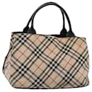 BURBERRY Nova Check Blue Label Hand Bag Nylon Beige Auth 81674 - Burberry