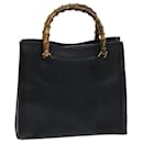 Bolsa de mão em couro preto GUCCI Bamboo 002 1186 0260 Auth ep4643 - Gucci