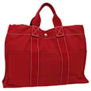 Sac tote en toile HERMES Deauville Line MM rouge Auth bs15866 - Hermès