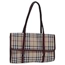 Borsa a mano in tela beige con motivo Nova Check di BURBERRY Auth yk13611 - Burberry