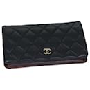 CHANEL Portafoglio Lungo Matelassé in Pelle di Agnello Nero CC Auth yk13526 - Chanel