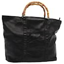 Sac fourre-tout en cuir Gucci Bamboo noir 002 2058 0412 5 Auth 78249