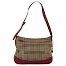 Burberrys Nova Check Schultertasche aus Canvas Beige Rot Auth 82690 - Autre Marque