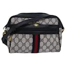 Bolsa de ombro GUCCI GG Canvas Sherry Line em couro PVC azul marinho e vermelho Auth 83291 - Gucci