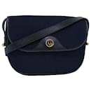 Bolso de hombro de lona Trotter Christian Dior azul marino Auth 81610