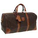 CELINE Macadam Canvas Boston Bag PVC Leather Brown Auth 83386 - Céline