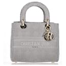 Dior Embroidered Cannage Medium Lady D-Lite in Gray Canvas