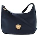 Sac à épaule en cuir bleu marine Versace