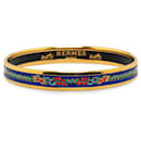 Hermès Blue Narrow Flags Enamel Bangle 65