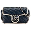 Borsa a tracolla Gucci Mini GG Marmont Torchon blu