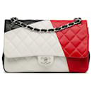 Sac à rabat classique Chanel White Jumbo Colorblock