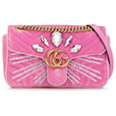 Gucci Pink Small GG Marmont Matelasse Crystal-Embellished Velvet Crossbody