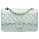 Chanel Bleu Moyen Classique Iridescent Agneau Double Rabat