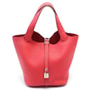 Bolsa Hermes Picotin Lock MM em vermelho - Hermès