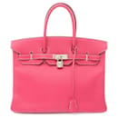 Bolsa Hermès Birkin 35 em couro Epsom rosa